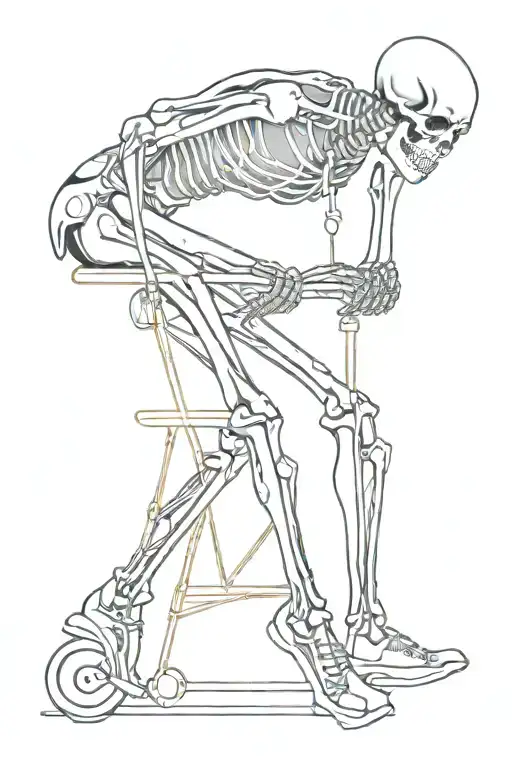 Skeleton Is Sitting On A Chrome Rim From A Car