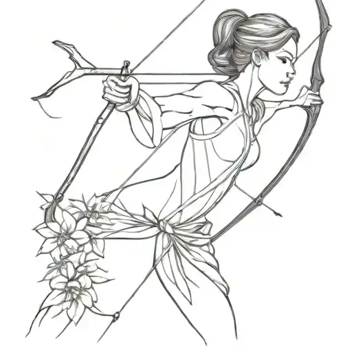 Feminine Warrior Holding A Bow Hunting Scene