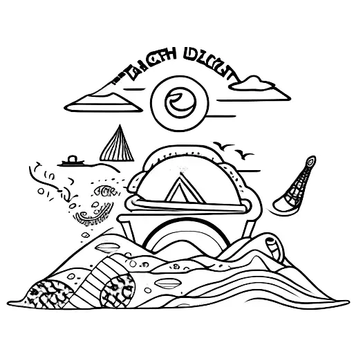 A Beach Landscape With A Hidden Coffee Cup In The Sand