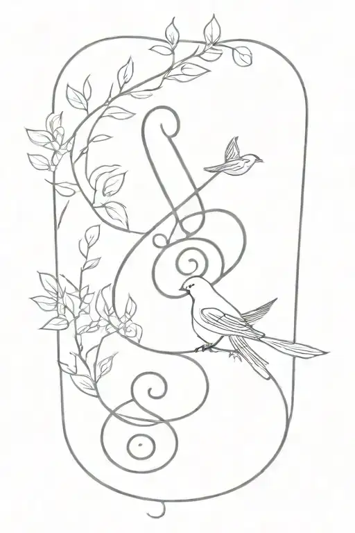 Treble Clef Nature Birds