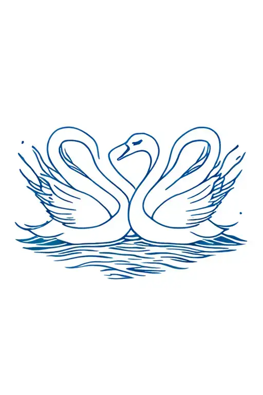 Blue Swan Swimming Together Symbolizing The Client's Love
