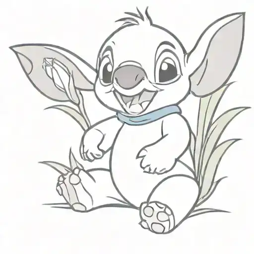 Disney Stitch Holding Tulips