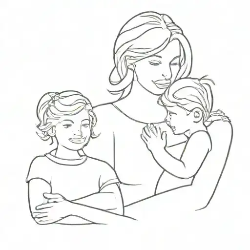 Mother With A Daughter And 2 Sons