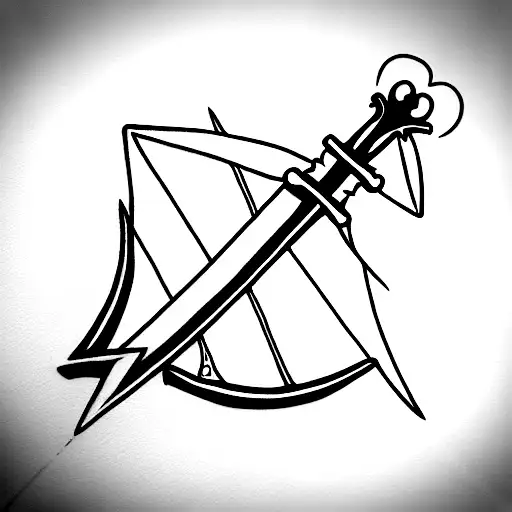 Sword With Sorroundings Of Money Airplane Supercar And A Heart