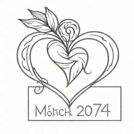 Heart With Birth Date 7 March 1974