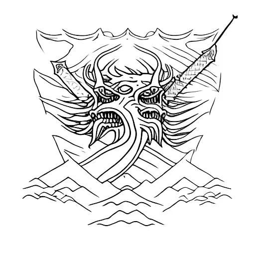 Long Dagon Rolled Up On A Sword