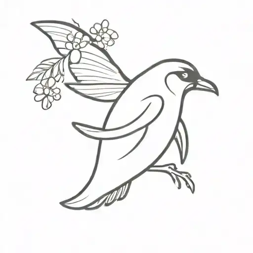 Stylized Penguin With A Small Bee