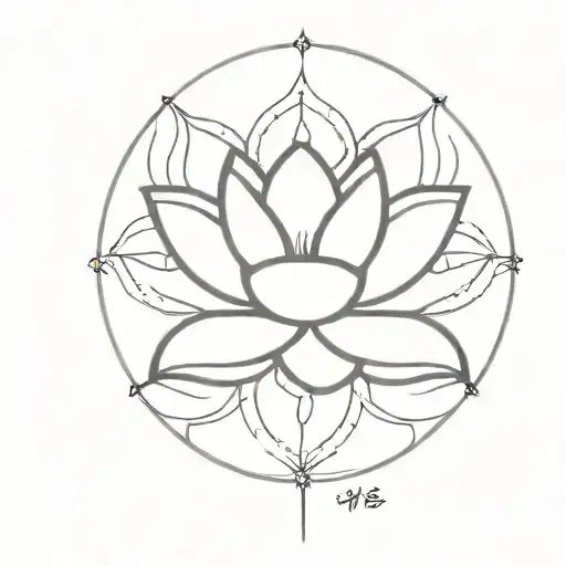 Lotus Flower And Thin Cross