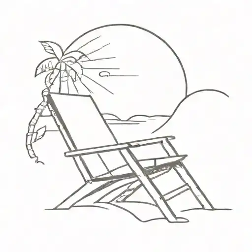 Beach Scene Sun Shining Max Seating Back Relaxed On Chair