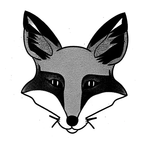Contour Of A Calm Fox Sitting To The Front Looking Forward With The Tail In Front Of It