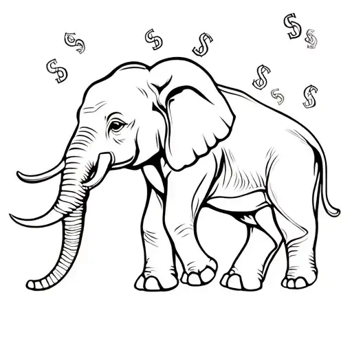 Elephant With Dollars Falling From Him