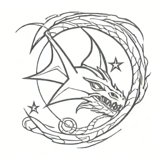 Dragon's Head And Star Above His Head