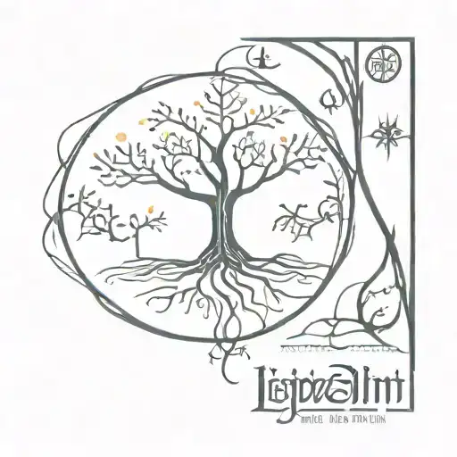 Lotr Gondolin Tree Surrounded By Elvish Script