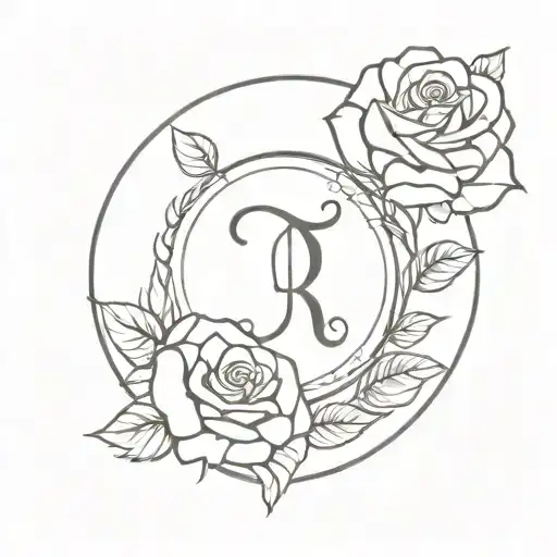 Letter R And T Rose Surrounded