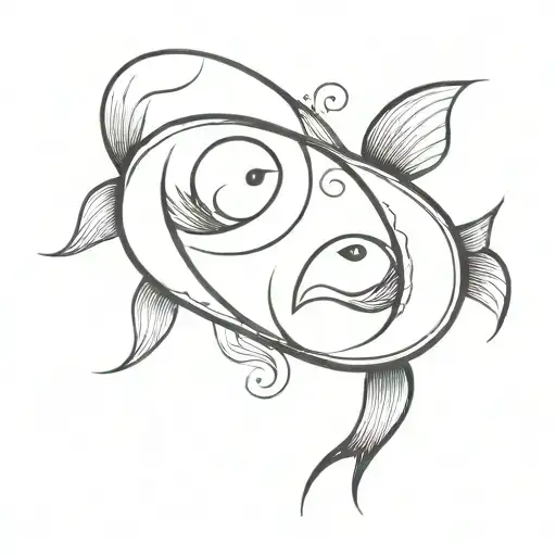 Yin And Yang In The Form Of Two Fish On The Brush