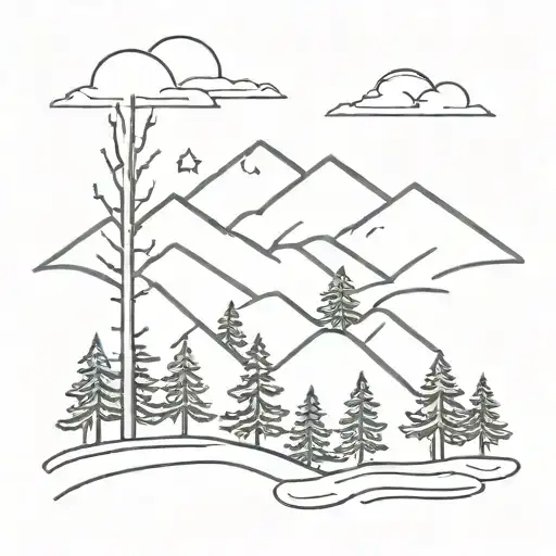 Wooded Forest Trees With Mountains In The Background