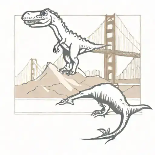 Small Dinosaur Near Golden Gate Bridge