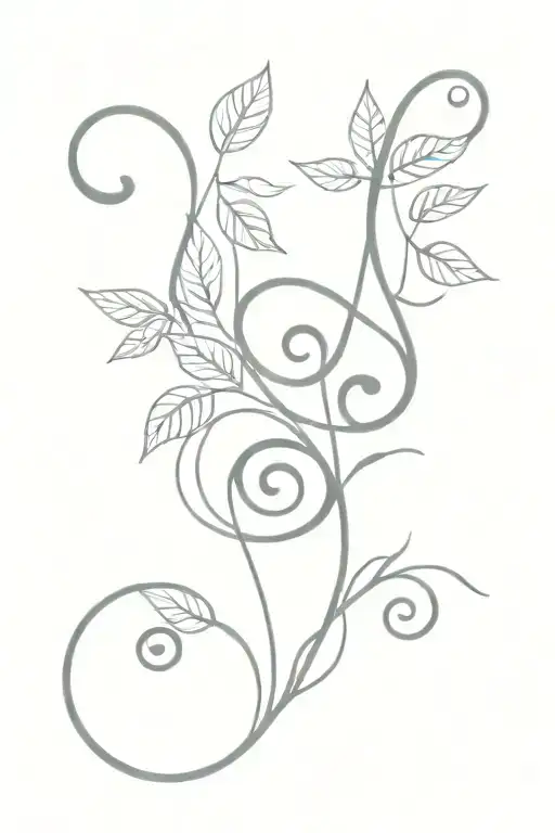 Treble Clef Fine Line With Leaves Wrapping