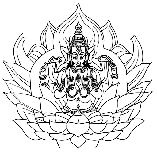 Lord Vishnu On Lotus