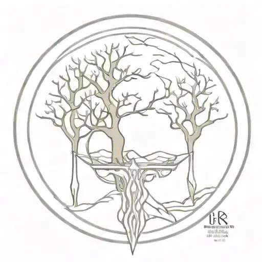 Circular Lotr Trees Of Valinor With The Reforged Sword Anduril And Evenstar