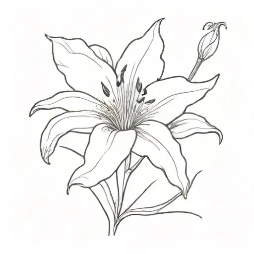 A Minimalist Tattoo Of A Stargazer Lily With A Hidden Frog Silhouette
