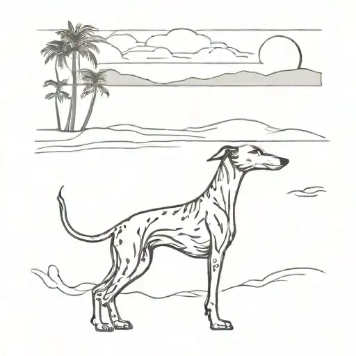 Greyhound With Beach Scene