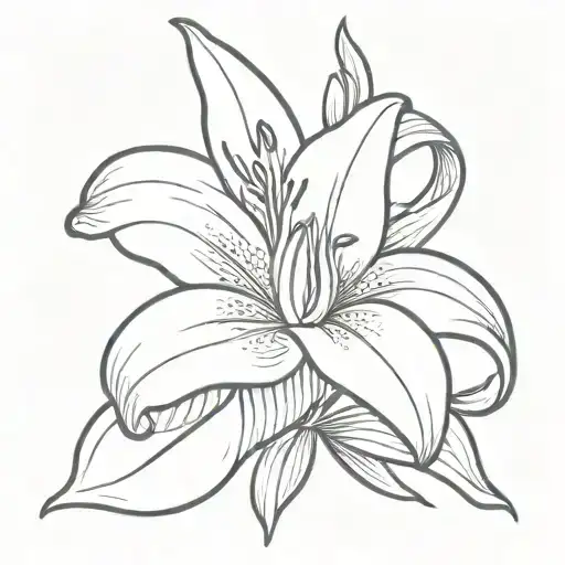 Traditional Easter Lily Tattoo Design In Black And White The Size Of An Inch