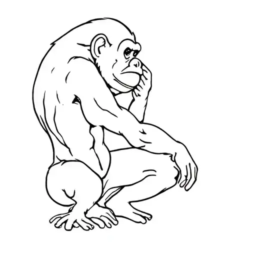 Monkey In Thinking Man Pose