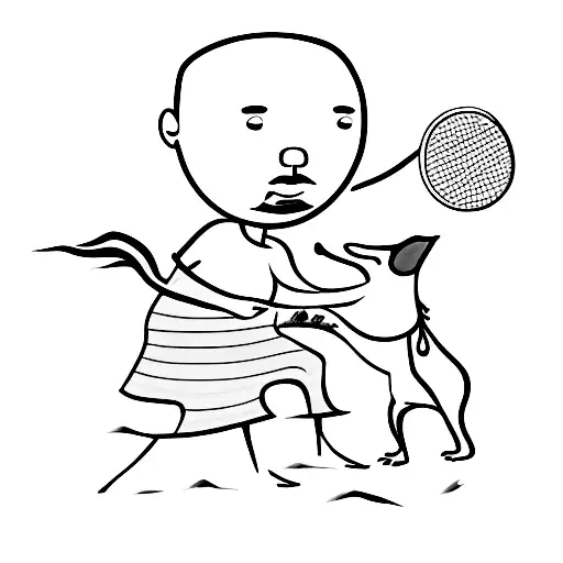 A Silhouette Of A Person Playing Beach Tennis With Their Dog