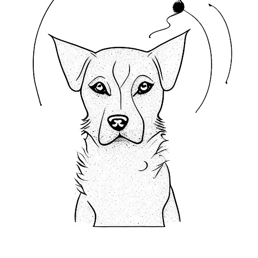 A Black Dog With A Feather On Its Head