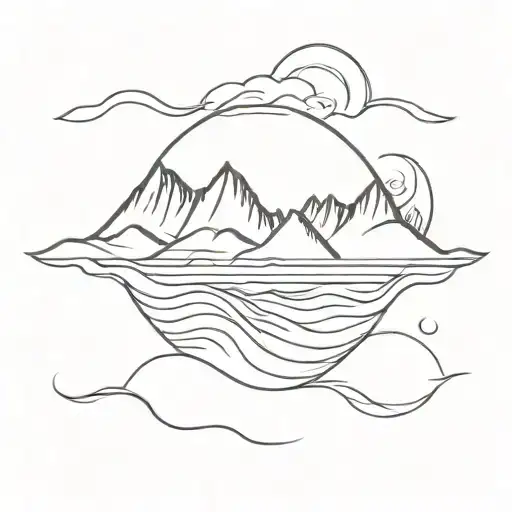 Wave And Mountain Landscape