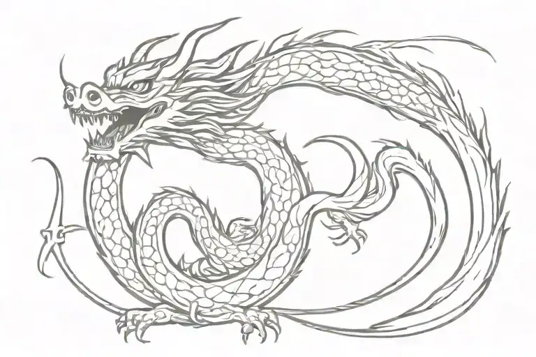 Chinese Dragon With Katana