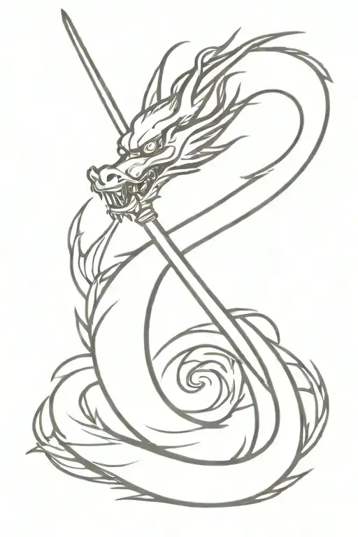 Chinese Dragon With Katana
