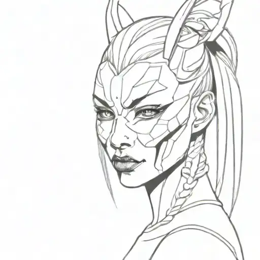 Cyberpunk Girl Oni Mask