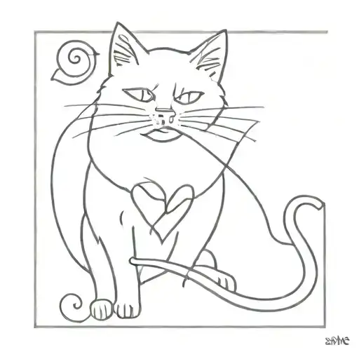 Cat With Letter S And Love Heart