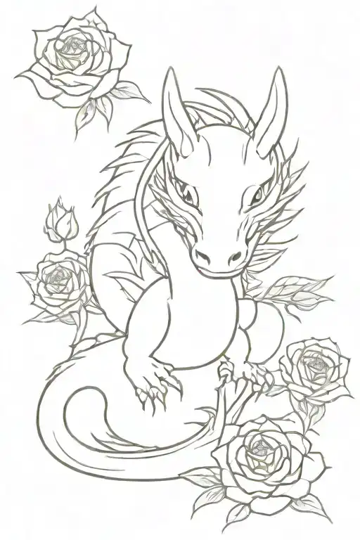 Haku Dragon From Spirited Away And Roses