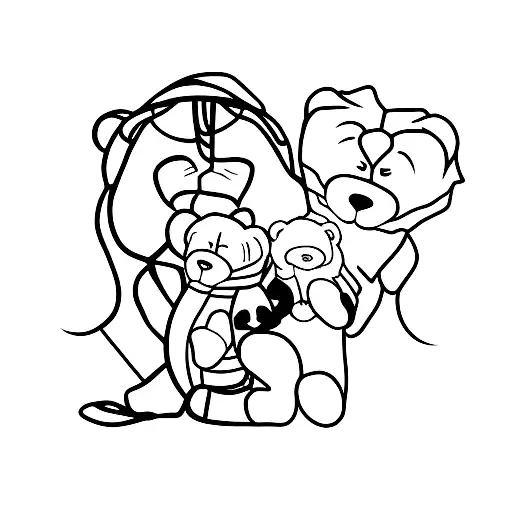 A Minimalist Tattoo Of A K-drama Character Holding A Teddy Bear