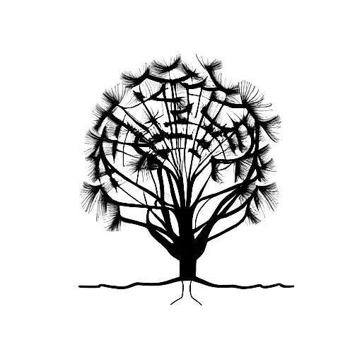 Tree Surrounded By Dandelion Fluff