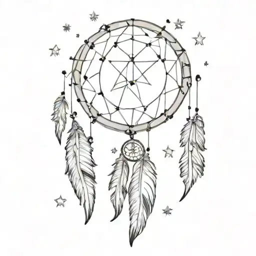 Galaxy Filled With Dreamcatchers And Shooting Stars