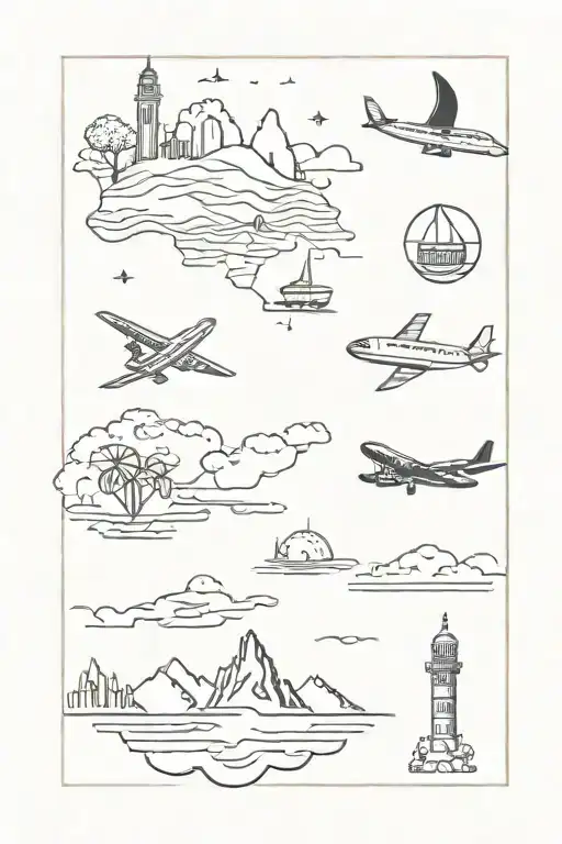 Travel Themed Tattoo Featuring