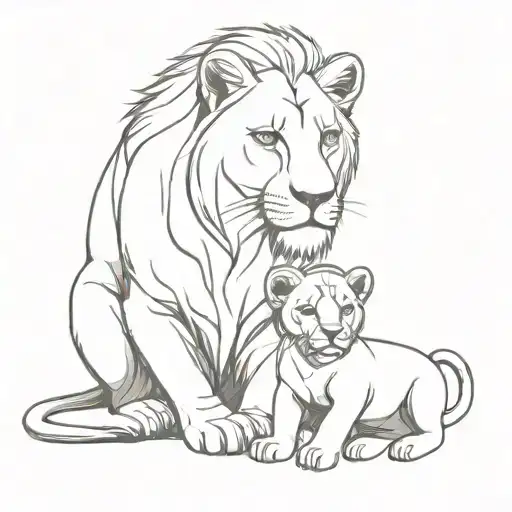 Mama And Baby Lion Wearing