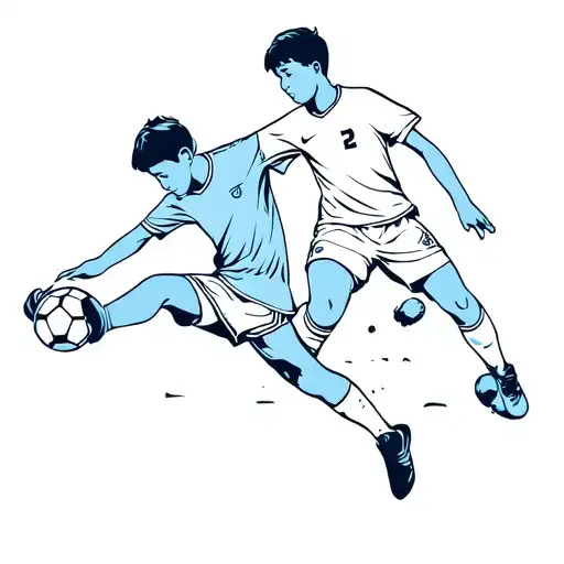 2 Boys Playing Soccer Ball