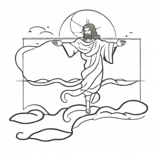 Abstract Representation Of Jesus Walking On Water