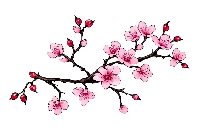 Collobour Bone Vine Wrapped With Cherry Blossom Flowers