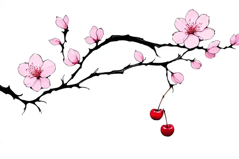 Collobour Bone Vine Wrapped With Cherry Blossom Flower Growing From It