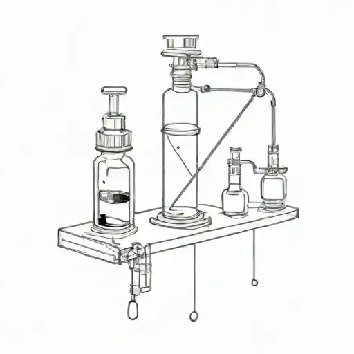 A Vertical Cold Drip Set Which Is Prepared With Chemical Lab Tools For A Basic