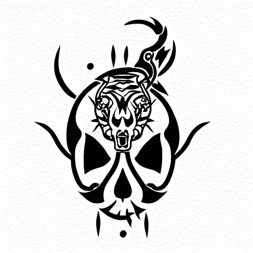 Virgo With Skull And Dragon And Tiger And Bear