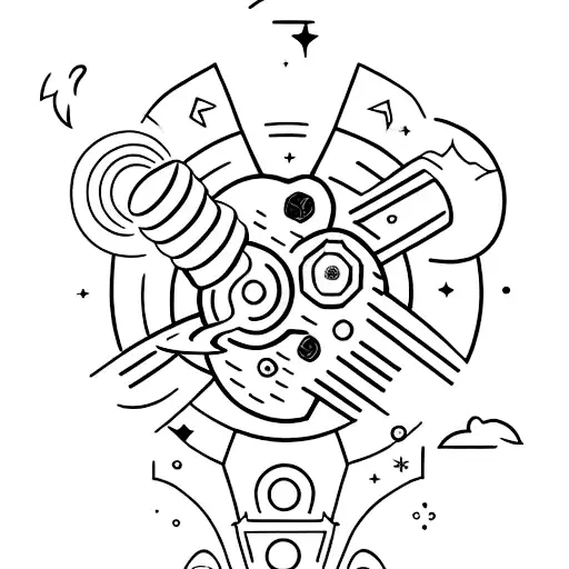 A Minimalist Tattoo Of A Spaceship Flying Through A Galaxy Made Of Food Ingredients