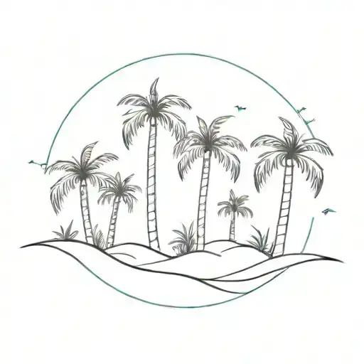 Big Galaxy Into A Beach Scene With Palm Trees