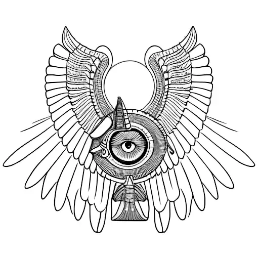 A Minimalist Tattoo Of An Egyptian Eye Of Horus With Wings